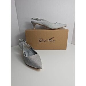 GENSHUO‎ Women's  Size 9 Closed Toe Slingback Silver